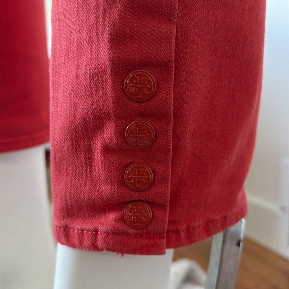 Tory Burch Emmy Ankle Reddish Orange Cigarrette Jeans - Picture 3 of 5